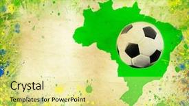  Presentation with map vintage - Colorful PPT theme enhanced with photo of soccer ball brazil backdrop and a blonde colored foreground