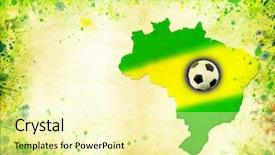  Presentation with map vintage - PPT theme enhanced with photo of soccer ball brazil background and a blonde colored foreground