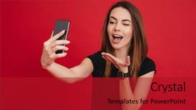  Presentation with kiss - Cool new presentation theme with photo of splendid woman backdrop and a crimson colored foreground