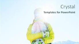  Presentation with snowboard - Cool new presentation design with photo-of-sport-woman backdrop and a sky blue colored foreground
