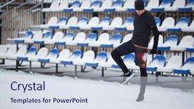  Presentation with stretching - Cool new slide set with photo of sports man doing backdrop and a lemonade colored foreground