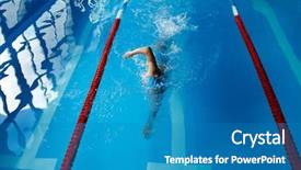  Presentation with olympic games - Theme having photo of sports man swimming background and a teal colored foreground