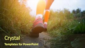  Presentation with forest - Amazing presentation theme having photo of sportswoman in forest backdrop and a tawny brown colored foreground