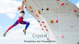  Presentation with rock climbing - Amazing slides having photo of sporty blonde backdrop and a sky blue colored foreground