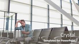  Presentation with airport - Colorful PPT layouts enhanced with photo-of-stressed-mature-man backdrop and a gray colored foreground