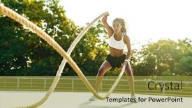  Presentation with strong - PPT theme consisting of photo-of-strong-focused-woman background and a gold colored foreground