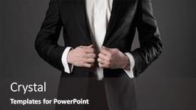  Presentation with black man - Presentation theme enhanced with photo-of-stylish-man background and a dark gray colored foreground