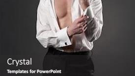  Presentation with black man - Amazing PPT theme having photo-of-stylish-man backdrop and a dark gray colored foreground