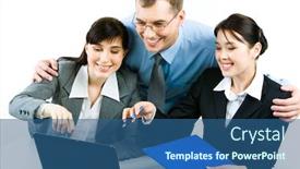  Presentation with successful - Audience pleasing presentation consisting of photo-of-successful-businesspeople-looking backdrop and a ocean colored foreground