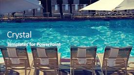  Presentation with swimming pool - Colorful slides enhanced with photo-of-sunloungers-by-swimming backdrop and a teal colored foreground