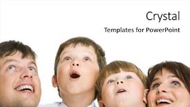  Presentation with 3 family member - Beautiful presentation theme featuring photo of surprised family members backdrop and a white colored foreground
