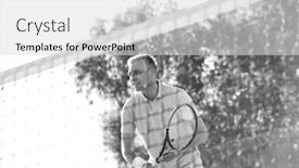  Presentation with net - Presentation design featuring photo of tennis net at court background and a light gray colored foreground