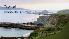  Presentation with tide - PPT layouts having photo of the galician coast at low tide background and a light blue colored foreground