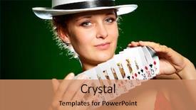  Presentation with playing cards - Slides having photo of the girl background and a coral colored foreground