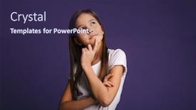  Presentation with thinking - Colorful slide set enhanced with photo-of-thinking-beautiful-girl backdrop and a wine colored foreground