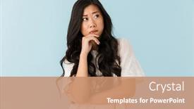  Presentation with thinking - PPT theme enhanced with photo-of-thinking-young-asian background and a coral colored foreground