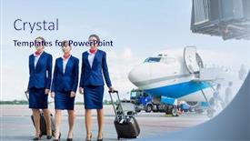  Presentation with flight - Amazing PPT theme having photo-of-three-confident-flight backdrop and a sky blue colored foreground