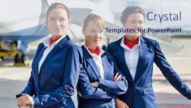  Presentation with flight - Cool new presentation theme with photo-of-three-confident-flight backdrop and a sky blue colored foreground