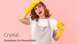  Presentation with sponges - PPT layouts enhanced with photo-of-tired-woman-housewife background and a lemonade colored foreground