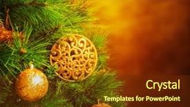  Presentation with christmas tree - Audience pleasing slide set consisting of photo of traditional christmas tree backdrop and a tawny brown colored foreground