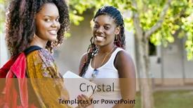  Presentation with african american college students - Presentation having photo-of-two-african-american background and a coral colored foreground