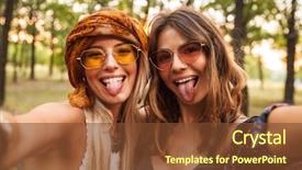  Presentation with hippie - Colorful slides enhanced with photo of two stylish hippies backdrop and a tawny brown colored foreground