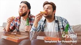  Presentation with football game security - Audience pleasing presentation theme consisting of photo of two tense guys backdrop and a red colored foreground