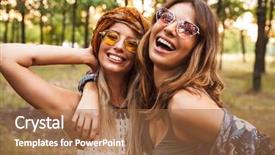  Presentation with hippie - PPT theme with photo of two young hippie background and a coral colored foreground