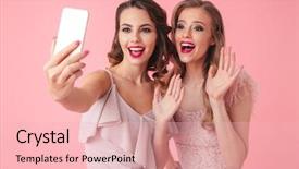  Presentation with party - Amazing presentation theme having photo of two young party backdrop and a lemonade colored foreground