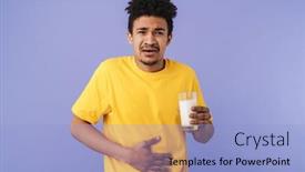  Presentation with unhappy - Cool new PPT theme with photo-of-unhappy-african-american backdrop and a light blue colored foreground