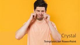  Presentation with basic - Presentation design with photo-of-unhappy-bristle-man background and a yellow colored foreground