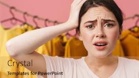  Presentation with unhappy - Presentation enhanced with photo-of-unhappy-caucasian-woman background and a gold colored foreground