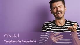  Presentation with video background - PPT layouts enhanced with photo-of-unhappy-man-crying background and a violet colored foreground