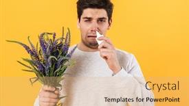  Presentation with allergy - Cool new presentation theme with photo-of-unhappy-man backdrop and a coral colored foreground