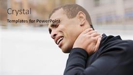  Presentation with rain - PPT theme having photo-of-unhappy-strong-sportsman background and a coral colored foreground