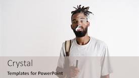  Presentation with electronic - Colorful presentation enhanced with photo-of-unshaven-african-american backdrop and a light gray colored foreground