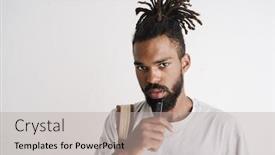  Presentation with electronic - PPT theme enhanced with photo-of-unshaven-african-american background and a light gray colored foreground