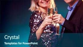  Presentation with photo - Theme with photo of woman in brilliant background and a ocean colored foreground