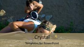  Presentation with woman sport - Amazing slide deck having photo of woman in sport backdrop and a coral colored foreground