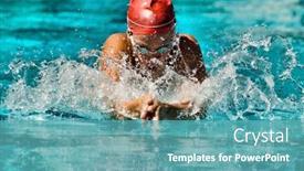  Presentation with swimming pool - Slide set with photo-of-woman-swimming background and a teal colored foreground