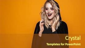  Presentation with wizard - Audience pleasing slide set consisting of photo of woman wizard wearing backdrop and a tawny brown colored foreground