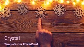  Presentation with upwards - Audience pleasing slide deck consisting of photo of wooden surface with burning garland from above snowflakes hand pointing upwards backdrop and a tawny brown colored foreground
