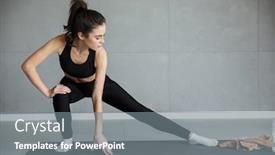  Presentation with sportswear - Amazing slide deck having photo-of-young-athletic-woman backdrop and a gray colored foreground