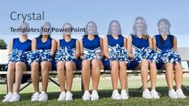 Presentation with cheerleading - PPT theme enhanced with photo-of-young-attractive-cheerleading background and a light blue colored foreground