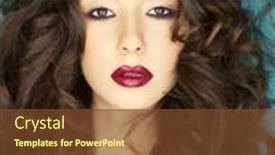  Presentation with photo - Presentation theme featuring photo-of-young-beautiful-woman background and a tawny brown colored foreground