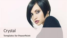  Presentation with photo show - Beautiful theme featuring photo of young beautiful woman backdrop and a sky blue colored foreground