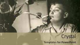  Presentation with 1950s - Colorful presentation enhanced with photo of young boy 1950 backdrop and a  colored foreground