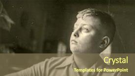  Presentation with 1950s - Presentation theme enhanced with photo of young boy 1950 background and a violet colored foreground