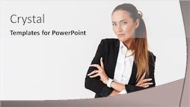  Presentation with formal - Slide set featuring photo-of-young-businesswoman background and a white colored foreground