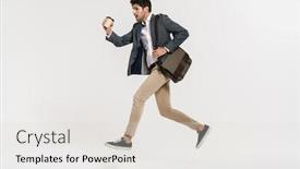  Presentation with photo - Presentation enhanced with photo-of-young-caucasian-businessman background and a light gray colored foreground